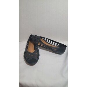 A.N.A Mabrey  Woven Black Peep Toe Cutout Ballet Flats Comfort Shoes Size 11M